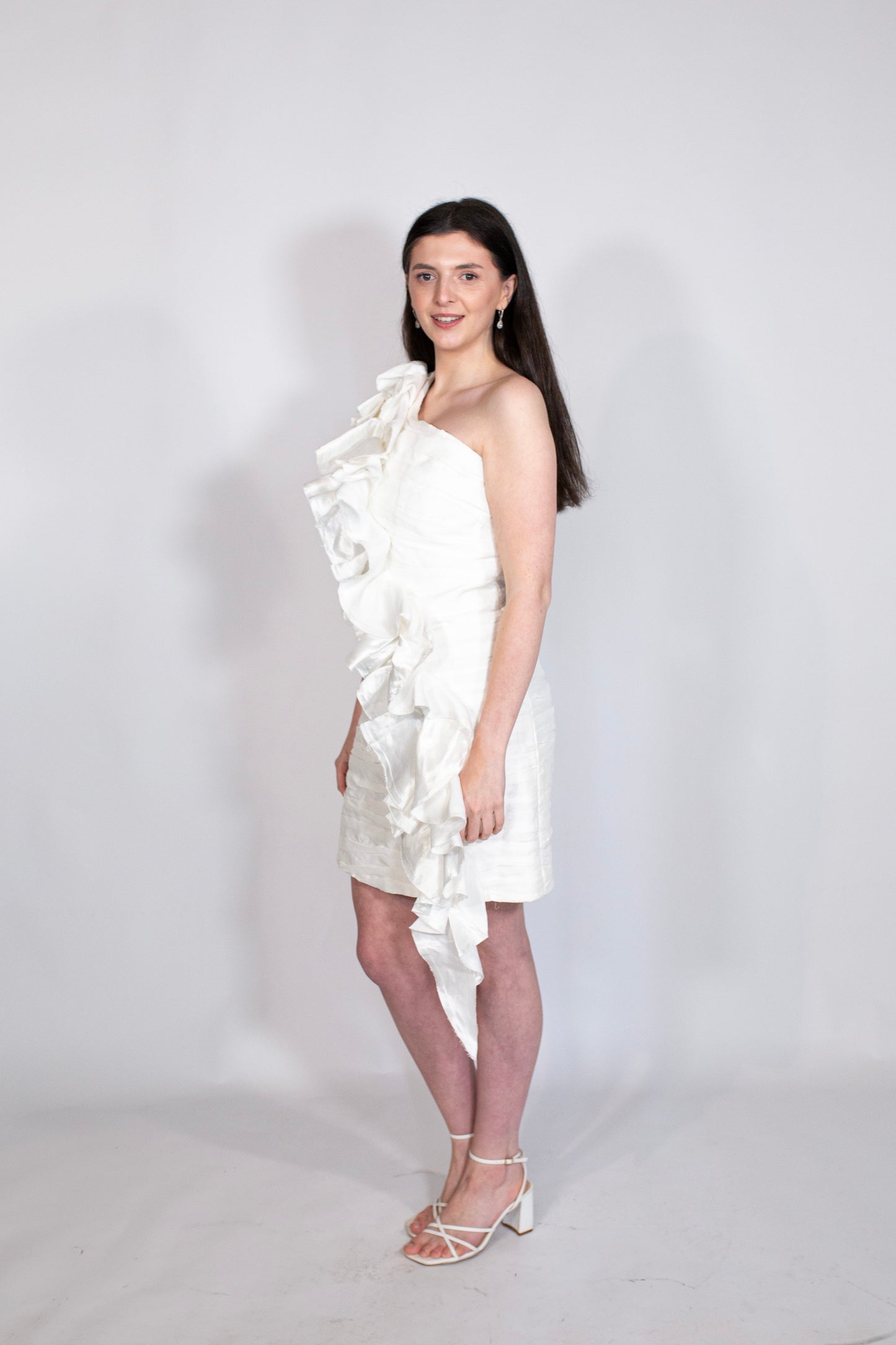 AJE Adelia Ruffle Mini Dress Side Profile