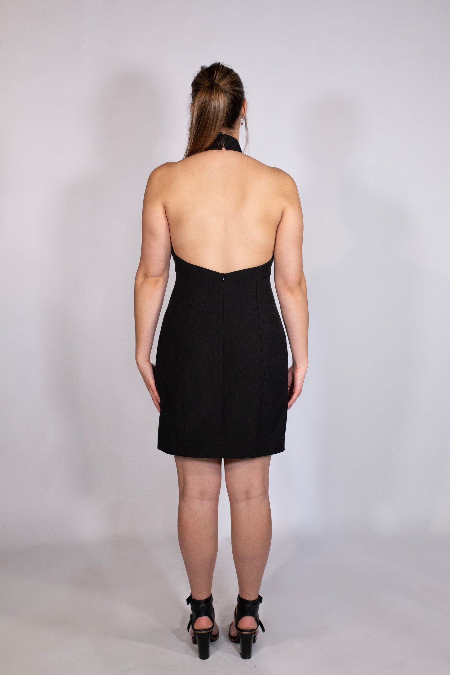 Bianca & Bridgett | Aspen Midi Dress | Black Halter Neck