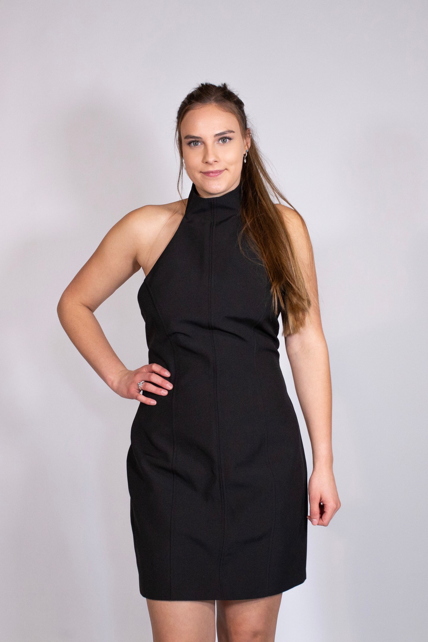 Bianca & Bridgett | Aspen Midi Dress | Black Halter Neck